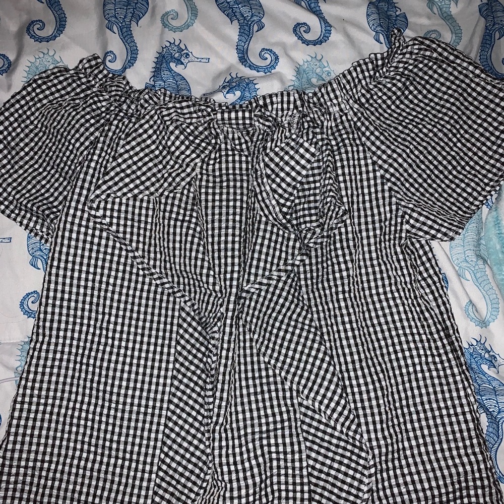 off shoulder, plaid top